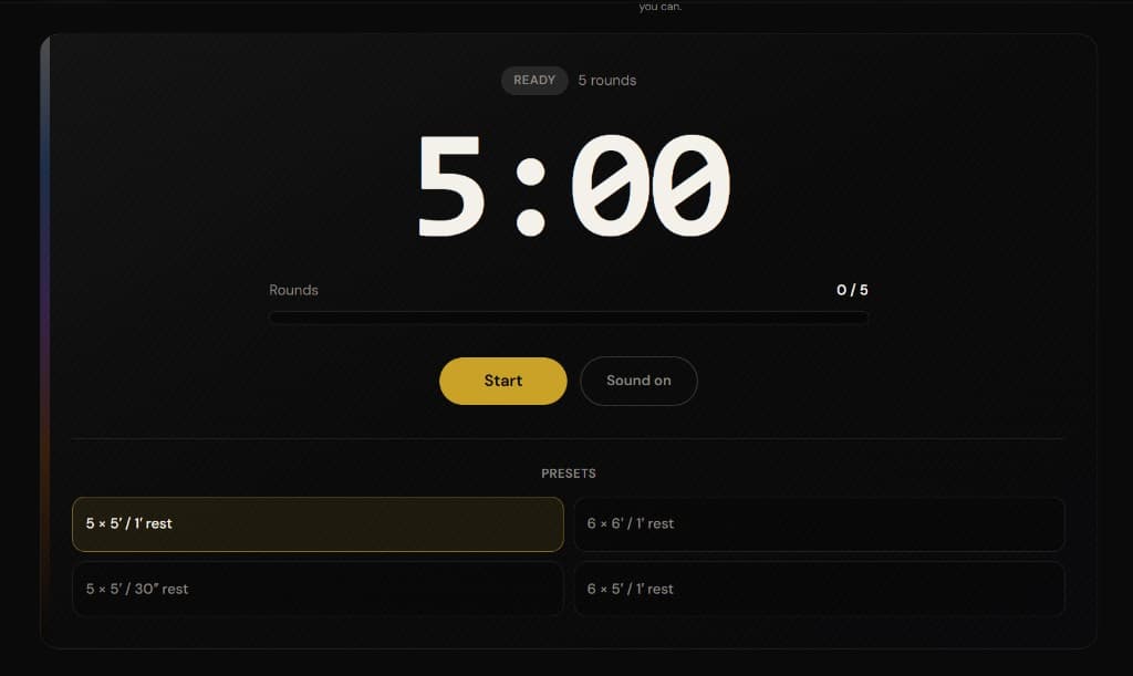 OSS Round Timer interface